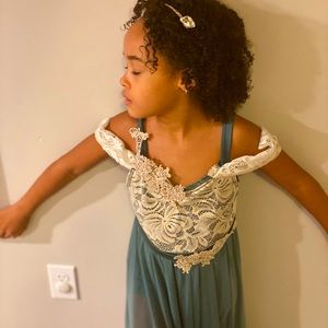 Sage green and ivory lace ethereal costume